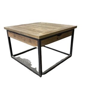European Vintage 2 Layers <strong>Reclaimed</strong> Wood <strong>Side</strong> <strong>Table</strong> - Product Image 4