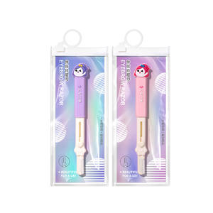 Rasoir à sourcils télescopique LMLTOP en acier inoxydable avec filet de protection, pack individuel rose et violet - Product Image 2