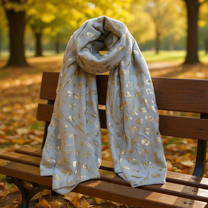 Sciarpa lunga in cotone TR con stampa leopardata dorata Angelina 70x180 cm per donna, accessorio moda - Product Image 2