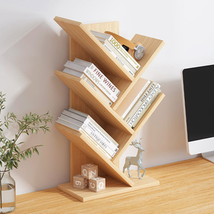 <b>Tree</b> Shaped Desktop Bookshelf Wood Storage Rack Office Organizer For Desk Students Creative <b>Bookcase</b> With Drawer - Product Image 3
