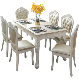 Juego <span class=keywords><strong>de</strong></span> <span class=keywords><strong>mesa</strong></span> y sillas <span class=keywords><strong>de</strong></span> comedor Rectangular <span class=keywords><strong>de</strong></span> madera maciza <span class=keywords><strong>de</strong></span> estilo europeo vintage-Estructura robusta <span class=keywords><strong>de</strong></span> tallas exquisitas - Product Image 3