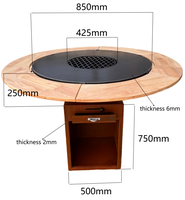 Barbecue extérieur à charbon de bois à faible fumée en acier Corten avec dispositif de sécurité flamme, facile à assembler et à nettoyer pour le camping
