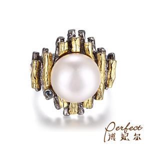 Уникальный 925 стерлингового серебра жемчуг родий ювелирные изделия кольцо - Product Image 2