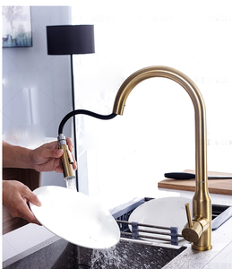 Brushed Gold Pull Down Kitchen Faucet Kitchen Sink Faucet Kitchen <strong>Taps</strong> - Product Image 2