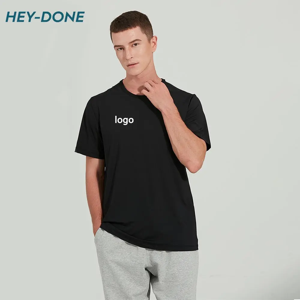 Heydone Customized Design Basic Male Breathable Sports Training Short Sleeve Top Fitness Activewear Men Plus Size Men's T-Shirts