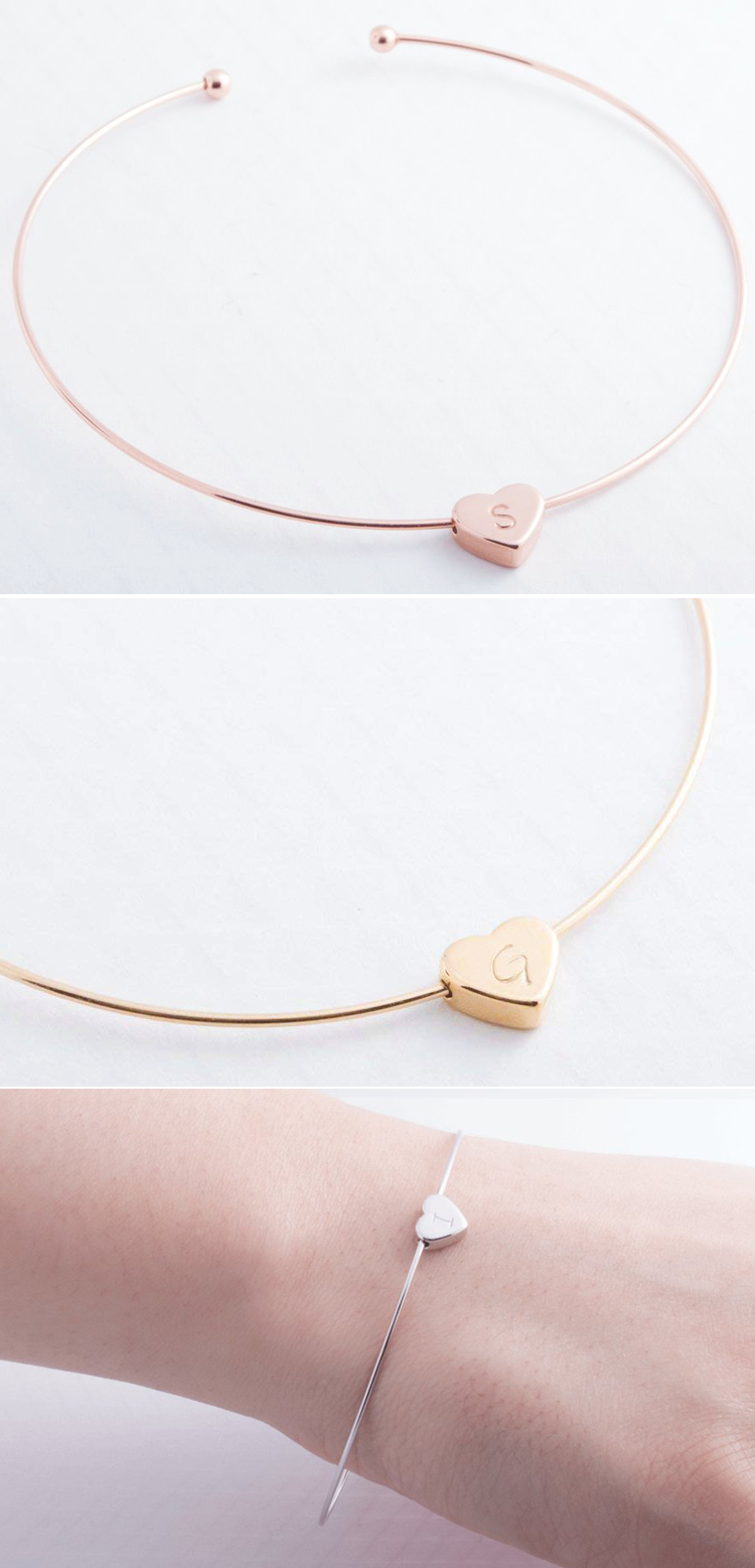 ajustável forma do coração puxador de pulseira mulher jóias de aço inoxidável