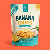 Herbruikbare staande zak voor bananenchips, herbruikbare kussenvormige verpakking, plastic verpakking voor plantainchips