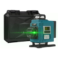 Niveau laser vert de construction sur trépied, technologie numérique auto-nivelante DIY, 5 points 4D, 2 batteries, étui, protection IP54