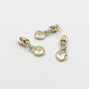 หัวซิปแบบดึงสองห่วง ลายหัวใจ สำหรับซ่อมแซมอุปกรณ์ฮาร์ดแวร์กระเป๋าเดินทาง ทำจากโลหะผสมสังกะสี - Product Image 3