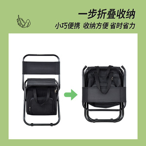 Portable <b>Folding</b> Camping <b>Stool</b> With Backrest And Cooler Bag Insulated Lightweight Outdoor Chair For Picnic Hiking - Product Image 5