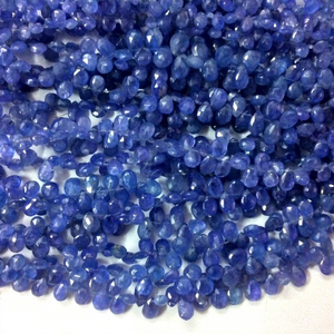 Cadena de Perlas de Tanzanita Azul Natural de 4mm/5mm, Facetadas en Forma de Pera, Certificadas por IGI, para la Creación de Joyas - Product Image 1