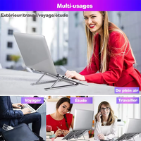 Supports pour ordinateur portable 7 niveaux réglables, support pour ordinateur portable en aluminium réglable Support pour ordinateur portable pour bureau compatible avec 9 "-15.6"