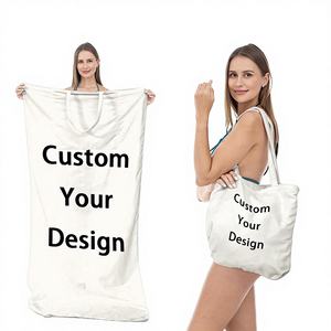 Serviettes de plage rectangulaires tissées écologiques d'été en gros, impression personnalisée, séchage rapide, sans sable, grande capacité d'absorption, 2 en 1 avec sac en microfibre - Product Image 1