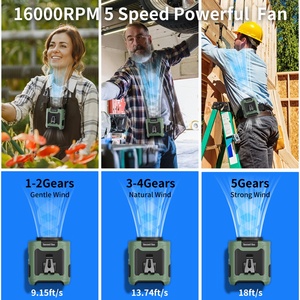 Ventilateur Socool 10000mAh Portable Multifonction Rechargeable Électrique Mini Ventilateur de Camping Extérieur à Clip de Ceinture Lumière LED SOS Sans Balais - Product Image 2