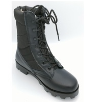 Bottes tactiques Panama en polyester Oxford 600D et cuir PU noir avec lacets et semelle en caoutchouc