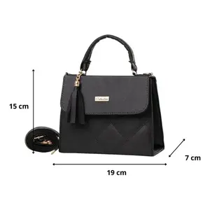 Sac bandoulière pour femme Fana, noir, matelassé, fermeture éclair imperméable, poignée unique, doublure en cuir véritable, été - Product Image 3