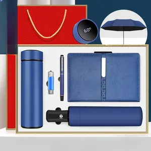 Nieuwe Product Ideeën 2024 Hot Selling Met Vacuüm Fles Mannen High-End Geschenkdoos Met Pen Notebook U Schijf En Paraplu