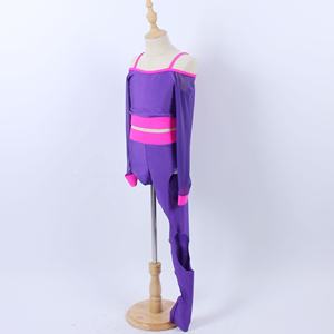 ملابس رقص أنيقة للفتيات والنساء ، بدلة رقص ليكرا بنفسجية بنطلون ، بدلة رقص يوغا على مسرح الساق - Product Image 2