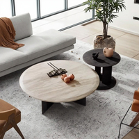 Table basse en marbre minimaliste haut de gamme de designer italien ensemble de tables à thé de style wabi-sabi pour meubles de salon à domicile