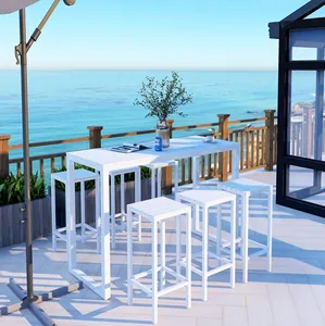 İskandinav açık yüksek masa sandalyeler balkon avlu sahil bar sandalyeler restoran cafe açık hava yemek masası ve sandalye