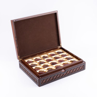 Boîte à dattes rectangulaire en bois MDF brun foncé, artisanale et de luxe, personnalisée, avec impression sérigraphique et gravure laser, KSA Jeddah Craft