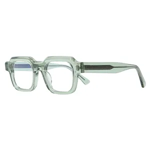 メンズ光学眼鏡フレーム用の新しい手作りのカスタムレトロ厚手の正方形のアセテートメガネフレーム