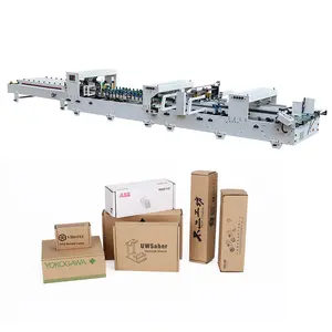 Automatic 1600PC Corrugated Carton Box Making Pasting Machine Bottom Lock Folding Gluing Machine