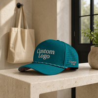 Casquette de golf brodée 5 panneaux, logo personnalisé, haute qualité, faible MOQ, bandeau ventilé, fermeture auto-agrippante, séchage rapide, durable, pour homme