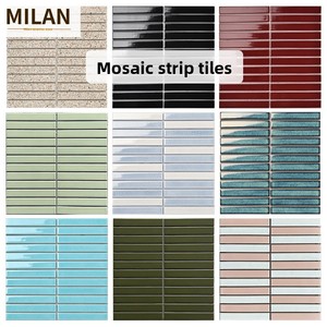 Azulejos de Mosaico Verde Esmeralda con Efecto Horno - Azulejos de Cerámica 3D con Rayas para Revestimiento de Paredes en Hoteles, Bares y Baños - Product Image 3