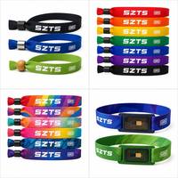 Bracelet personnalisé réutilisable en jacquard tissé avec ruban de satin à fil doré, fermeture coulissante sécurisée, gaufré, doux, pour les jeux sportifs