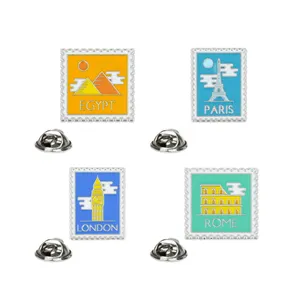 Manufacturer Customize Your Designs Funny Enamel Post Stamp Lapel Pin Badge Brooch Custom Post Stamp Enamel Pin