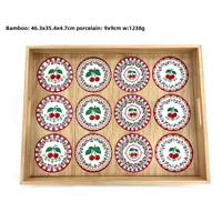 Fabrieksdirecte verkoop grensoverschrijdende Japanse stijl hoogwaardige keramische serveer borden fruit schalen houten decoratieve