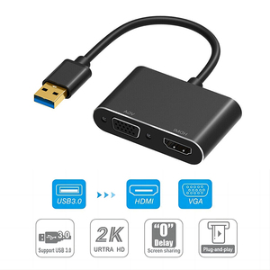 <span class=keywords><strong>Adaptador</strong></span> USB 3.0 <span class=keywords><strong>a</strong></span> <span class=keywords><strong>HDMI</strong></span> <span class=keywords><strong>VGA</strong></span> 2 en 1 Full HD 1080P con Salida Dual, Puerto Hembra, Cable Convertidor para Monitor HDTV y Proyector - Product Image 1