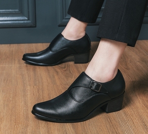 Nouveaux Mocassins <span class=keywords><strong>Homme</strong></span> Style Britannique Rehaussants, Augmentation de 6 cm, <span class=keywords><strong>Boucle</strong></span> Métallique, Antidérapants Respirants, Chaussures Habillées pour Bureau et Mariage - Product Image 5