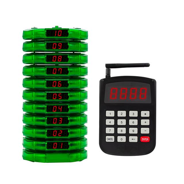 CTP200 Green Color Restaurant Pager System Waiter Calling System Queue Buzzer, Wireless Paging System for Cafe, Bar, Food Truck