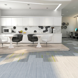 Dalles de moquette commerciales pour bureaux - Nylon écologique souple antidérapant avec support en PVC, motif puzzle pour couloirs d'hôtels et auditoriums - Product Image 1