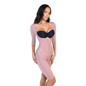 Body post-opératoire à manches mi-longues, body sculptant à décolleté <span class=keywords><strong>ouvert</strong></span> avec crochets, gaine amincissante pour le ventre - Product Image 1