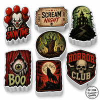 Autocollants en vinyle découpés sur mesure avec logo personnalisé, impression UV, résistants au lave-vaisselle, série d'horreur Halloween, étiquettes décoratives pour les étagères des magasins
