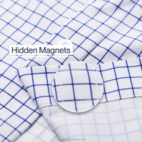 Kemeja Pria Adaptif dengan Kancing Magnetik untuk Pria |   Setelan Kasual Slim Fit Mewah Bermotif Kotak-Kotak untuk Kantor Musim Panas