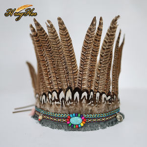 Tren baru kepala ayam pegar bulu hiasan kepala karnaval mentah pesta Halloween aksesori dekoratif alat peraga performa topi - Product Image 1