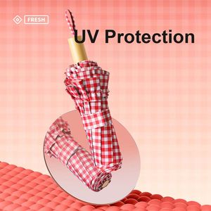 Parapluie pour femme à 8 baleines, double armature, résistant au vent, avec tissu composite coloré et effet imperméable feuille de lotus - Product Image 4