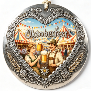 Badge circulaire en alliage de zinc plaqué argent pour l'Oktoberfest avec motif en relief, décoration traditionnelle pour les fêtes, cadeau - Product Image 3