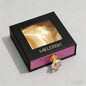 Caja de Regalo de Joyería de Cartón con Cajón Deslizante Ecológico, Asa de Cristal, Logotipo Personalizado, Ventana de PVC, Cuadrada, en Oferta - Product Image 1