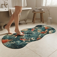 Tapis d'appoint motif vague de poissons Koi japonais pour salon, décoration d'intérieur de style asiatique