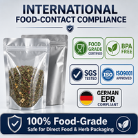 Sachets Doypack Personnalisés Transparents avec Front Argenté, Refermables à Fermeture Zip, pour Emballage Alimentaire, Snacks et Thé, en Mylar