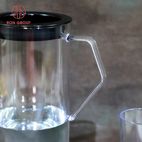 Bouilloire en plastique transparente et écologique en PC acrylique résistant à la chaleur avec couvercle et poignée pour thé, jus et eau – Idéale pour les fêtes et restaurants