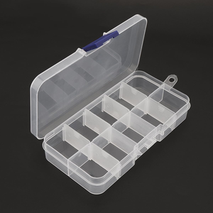 Boîte de rangement portable en plastique transparent à 10 compartiments avec séparateurs amovibles pour bijoux, outils et pièces détachées - Product Image 3