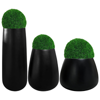 Set Pot Tanaman Luar Ruangan Desain Modern Warna Hitam dari Fiberglass untuk Dekorasi Rumah dan Taman