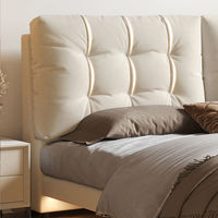 Lit Flottant Nuageux Luxueux et Doux, Ensemble de Lit King Size Blanc Crème Minimaliste Moderne, Tissu Suspendu Rembourré Durable et Gain de Place