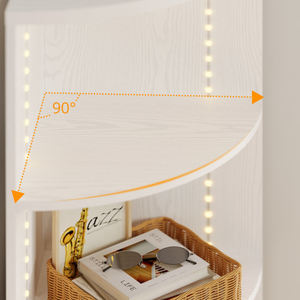 עיצוב מודרני עץ לבן בגודל 5 שכבות מדף ספרים עם דלתות ואור הוביל - Product Image 3